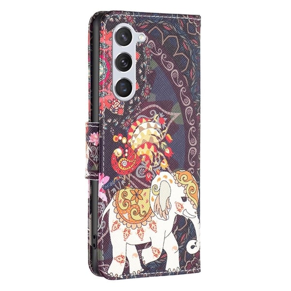 Wonderland Samsung Galaxy S23 Flip Etui - Blomst og Elefant
