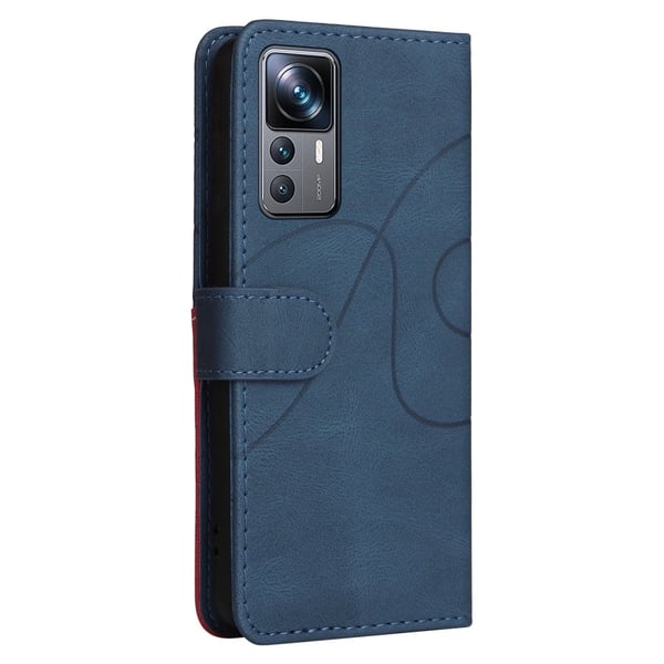 Teksturoitu nahkakotelo hihnalla Xiaomi 12T / Xiaomi 12T Pro / Xiaomi Redmi K50 Ultra - Sininen