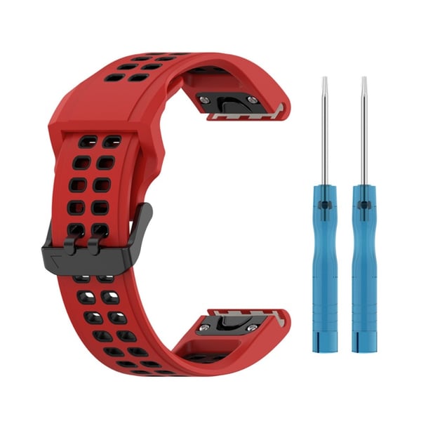 Garmin Enduro 2 / Tactix 7 / Fenix 7 tofarget klokkerem i silikon - Rød / Svart