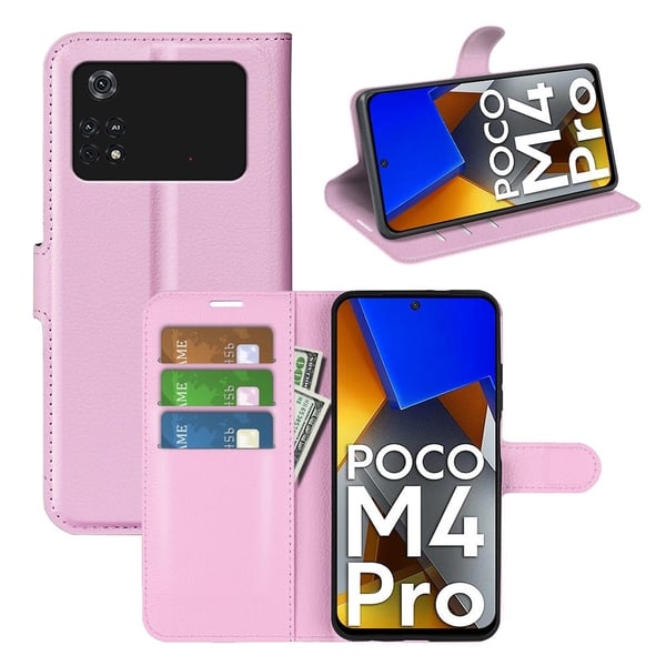 Classic Xiaomi Poco M4 Pro flip etui - Rosa