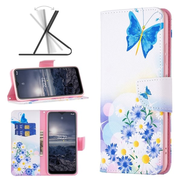 Wonderland Nokia G11 / Nokia G21 flip-etui - Sommerfugl Og Blomster