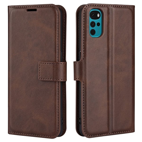 Skinn-etui i lommebok-stil for Motorola Moto G22 - Brun