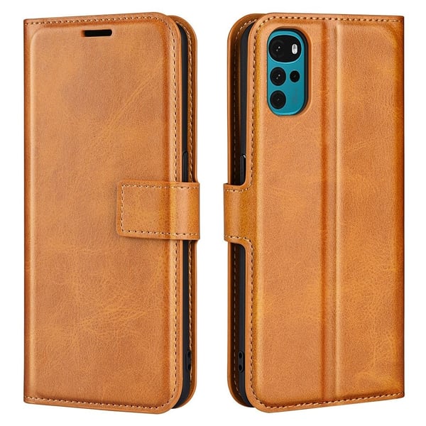 Skinn-etui i lommebok-stil for Motorola Moto G22 - Gul