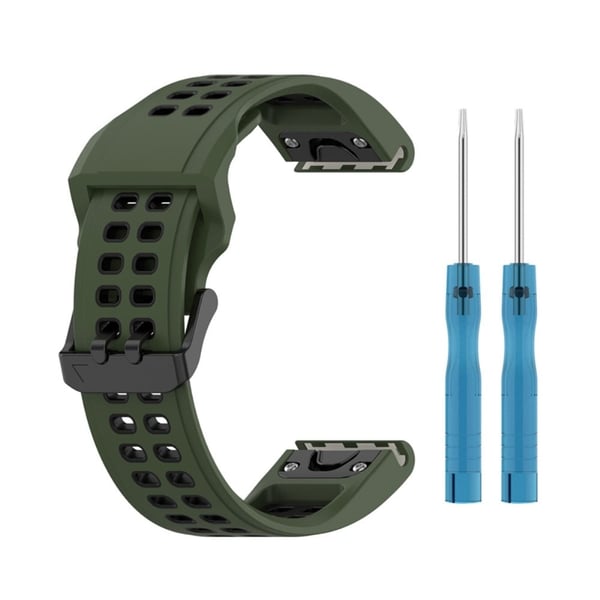 Garmin Enduro 2 / Tactix 7 / Fenix 7 tofarget klokkerem i silikon - Militærgrønn / Svart