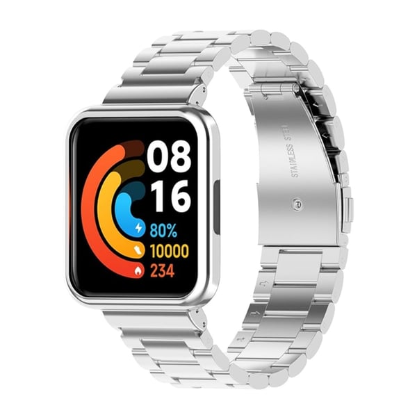 Rustfritt stål tre perler klokkerem for Xiaomi Redmi Watch 2 Lite - Sølv