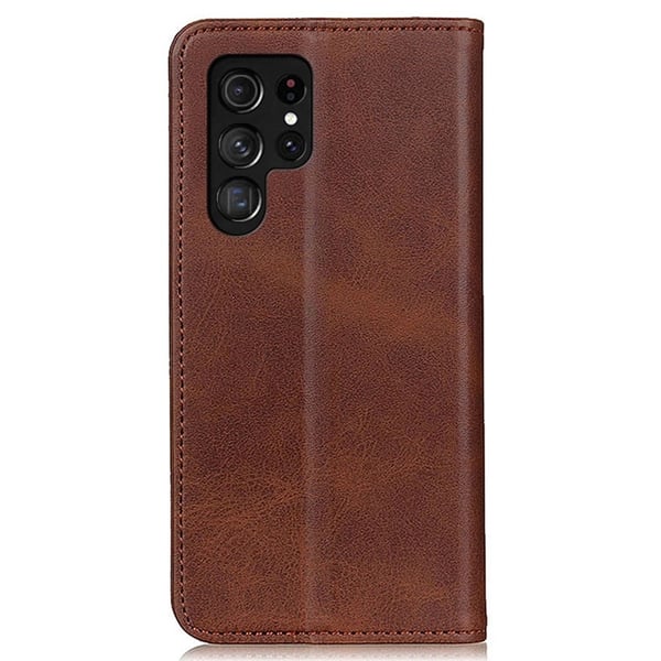 Flip Etui med Pung i Ekte Lær til Samsung Galaxy S23 Ultra - Kaffe