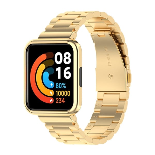 Rustfritt stål tre perler klokkerem for Xiaomi Redmi Watch 2 Lite - Gull