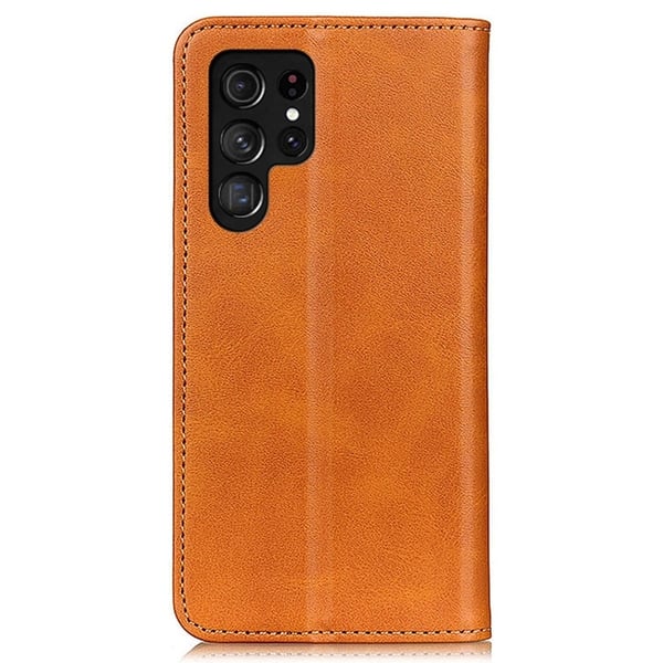 Flip Etui med Pung i Ekte Lær til Samsung Galaxy S23 Ultra - Brun