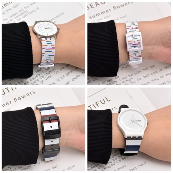 19 mm universalklokkerem i silikon med stripetrykk - Se Til Venstre I Stripe