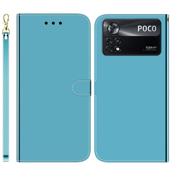 Mirror Xiaomi Poco X4 Pro 5G flip-etui - Blå