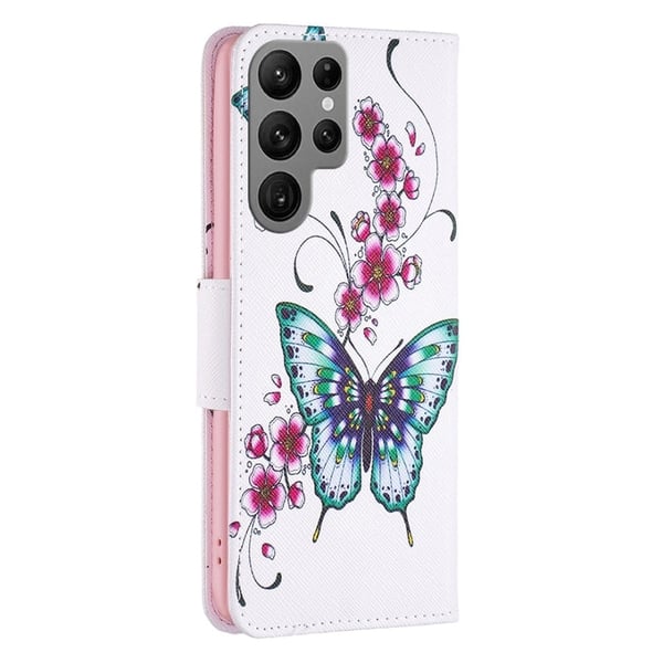Wonderland Samsung Galaxy S23 Ultra Läppäkotelo - Peach Blossom And Butterflies