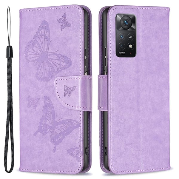 Butterfly Xiaomi Redmi Note 11S 5G / Xiaomi Redmi Note 11 Pro skinnveske - Lilla Butterfly Xiaomi Redmi Note 11S 5G / Xiaomi Redmi Note 11 Pro skinnveske - Lilla