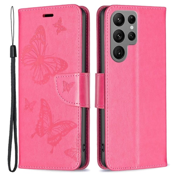 Butterfly Samsung Galaxy S23 Ultra Flippetui - Rose