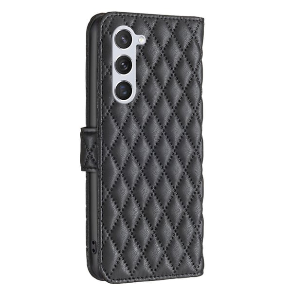 Rhombus mat Samsung Galaxy S23 flip etui - Sort