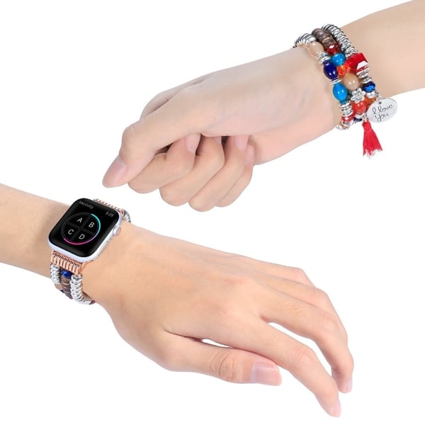 Apple Watch (45 mm) klokkerem med dusk og perledekor - Flerfarget
