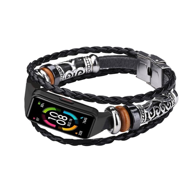 Huawei Band 6 / Honor Band 6 urrem med perler i tribal - Svart
