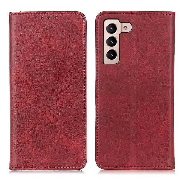 Flip Etui med Pung i Ægte Læder til Samsung Galaxy S23 - Rød