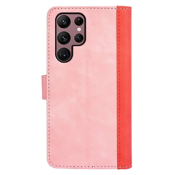 Kaksivärinen nahkainen läppäkotelo Samsung Galaxy S23 Ultra - Pinkki