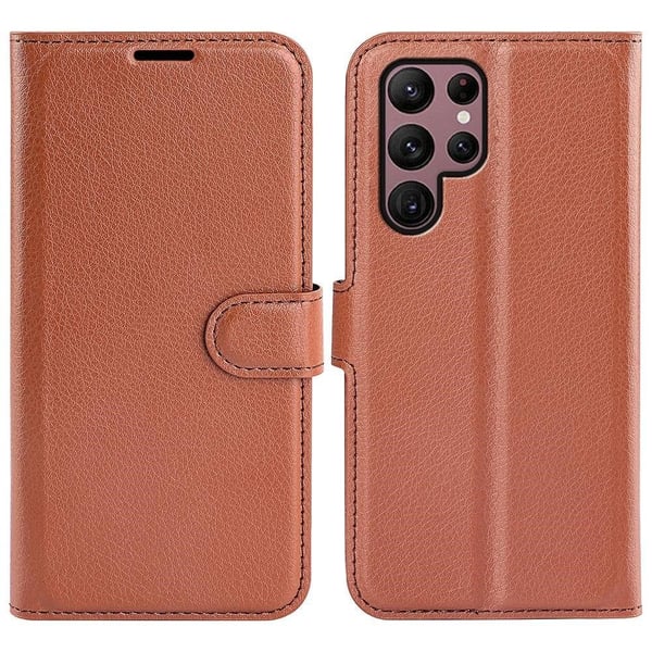 Classic Samsung Galaxy S23 Ultra Flippetui - Brun Classic Samsung Galaxy S23 Ultra Flippetui - Brun