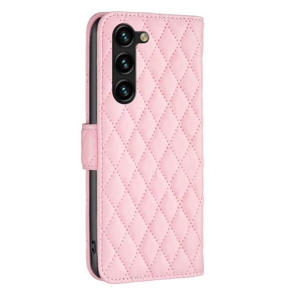 Rombemønster, matt flip-deksel for Samsung Galaxy S23 Plus - Rosa