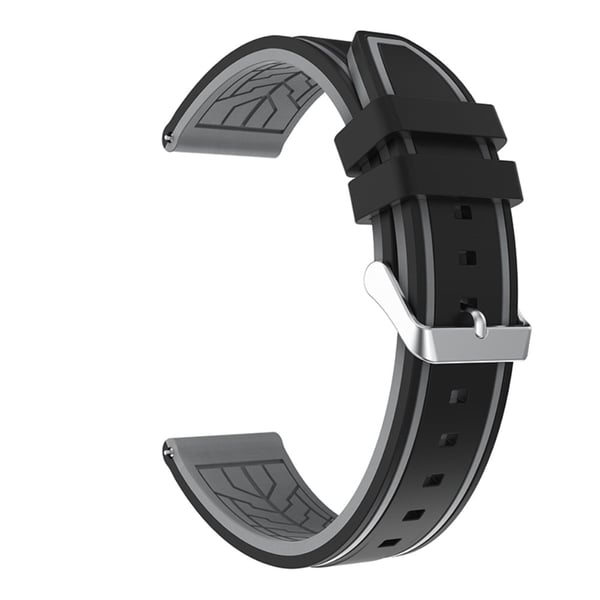 22mm Universal viileä muotoilu silikoni ranneke - Musta Harmaa