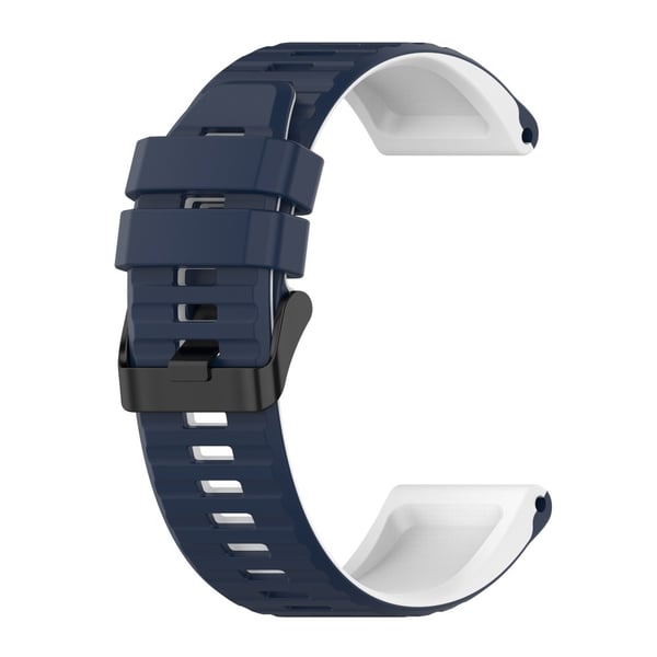 22 mm tofarget klokkerem i silikon for Garmin-klokke - Midnattsblå / Hvit