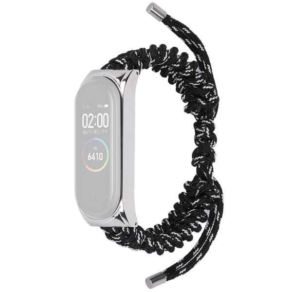 Xiaomi Mi Smart Band 6 / 5 nylon flettet klokkerem - Svart / Hvit