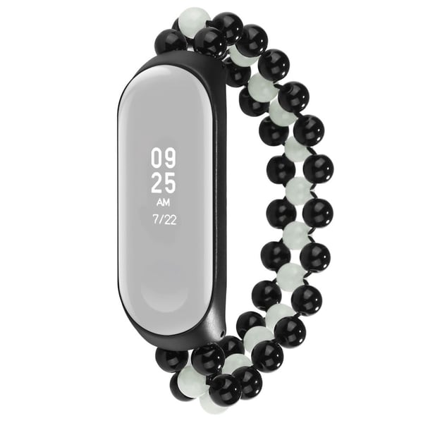 Xiaomi Mi Smart Band 6 / 5 lysende agatperleklokkerem - Svart / Hvit
