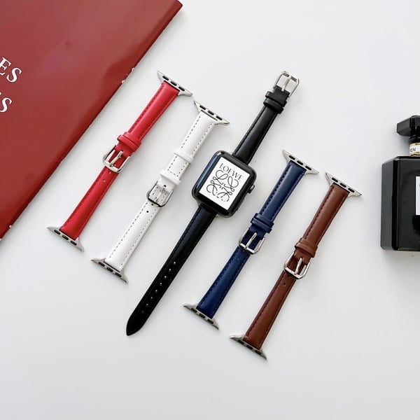 Apple Watch (45 mm) enkel klokkerem i ekte skinn - Svart