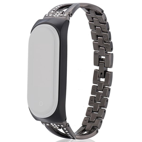 Xiaomi Mi Smart Band 4 / 3 X design klokkerem i rustfritt stål - Svart