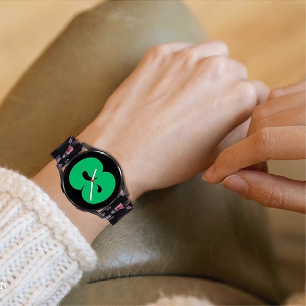 20 mm glat resin urrem til Garmin-ur - Sort / Lyserød