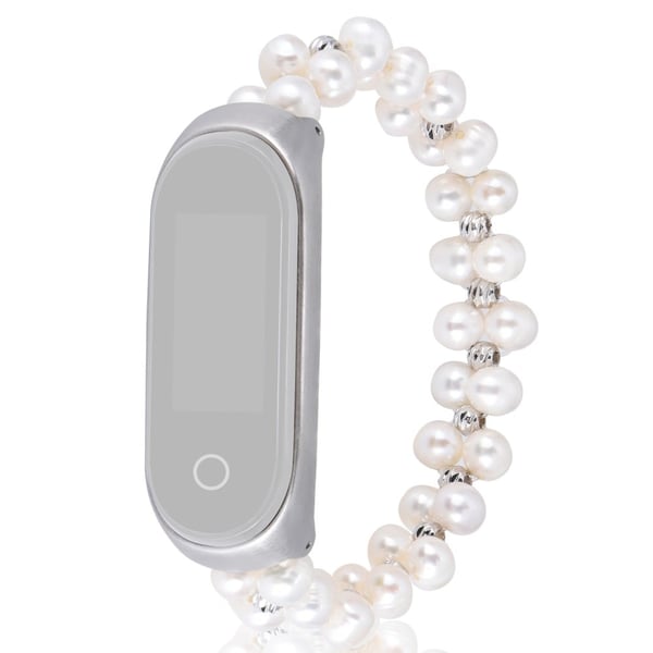 Xiaomi Mi Smart Band 4 / 3 elegant faux perleklokkerem - Hvit