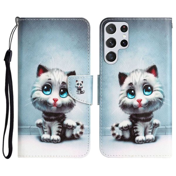 Wonderland Samsung Galaxy S23 Ultra Flippetui - Blåe Øyne Katt Wonderland Samsung Galaxy S23 Ultra Flippetui - Blåe Øyne Katt