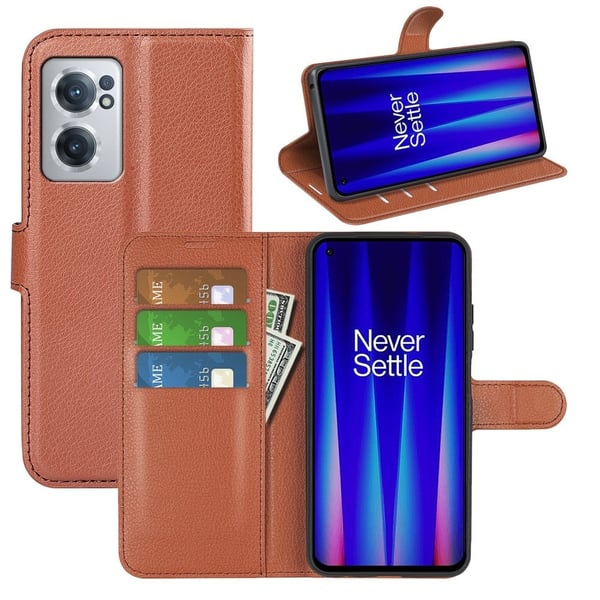Classic OnePlus Nord CE 2 5G flip kuoret - Ruskea