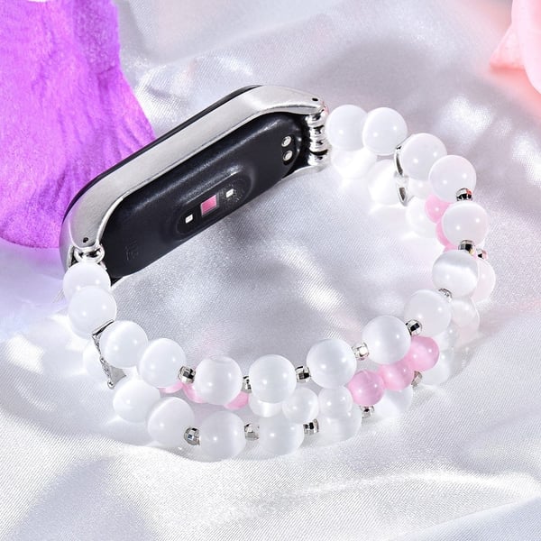 Xiaomi Mi Smart Band 6 / 5 trippel perle opal perler klokkerem - Hvit