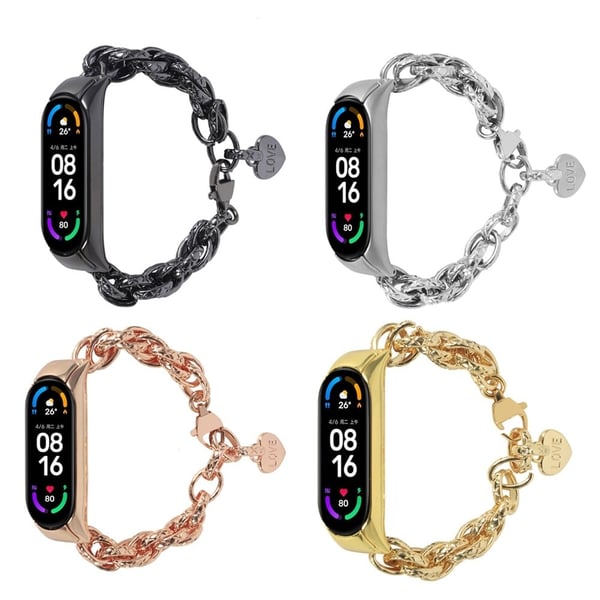 Xiaomi Mi Smart Band 6 / 5 hjerteformet klokkerem i rustfritt stål - Sølv