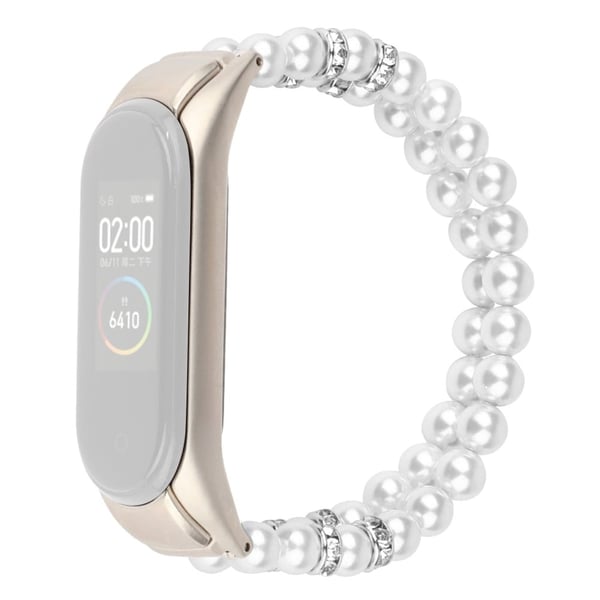 Xiaomi Mi Smart Band 4 / 3 kaksirivinen tekohelmi ranneke - Valkoinen