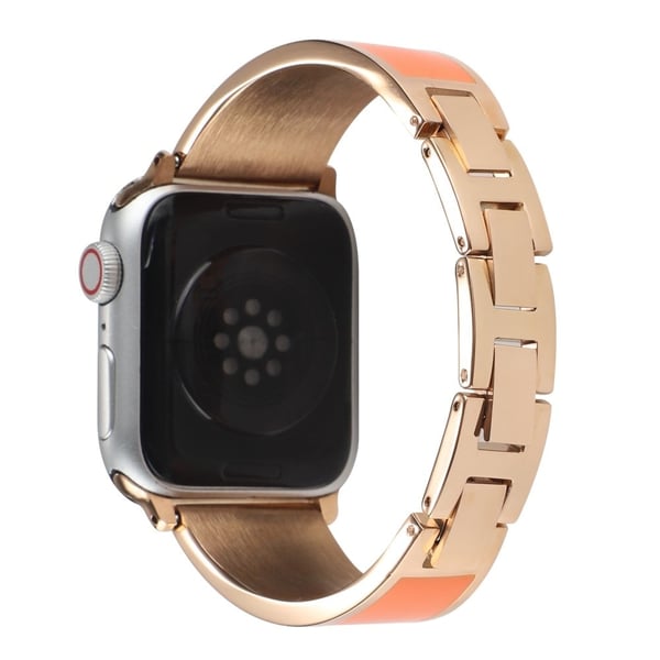 Apple Watch (45 mm) klokkerem i rustfritt stål med kjedespleising - Oransje