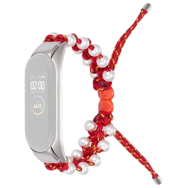 Xiaomi Mi Smart Band 4 / 3 stilig perle dekor urrem - Rød / Gul