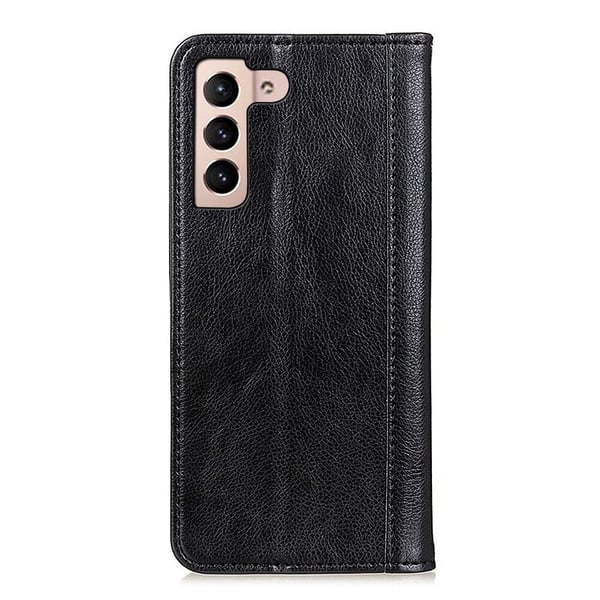 Ekte lærdeksel med magnetisk lukking for Samsung Galaxy S23 - Svart