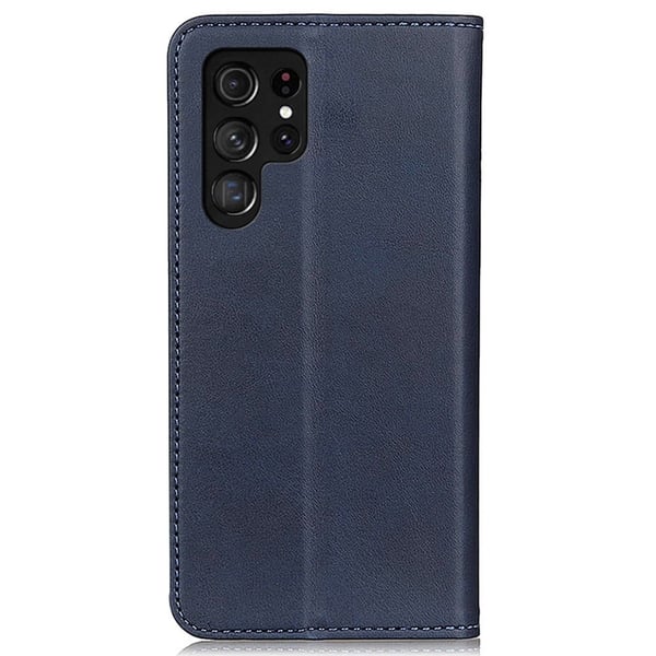 Flip Etui med Pung i Ekte Lær til Samsung Galaxy S23 Ultra - Blå