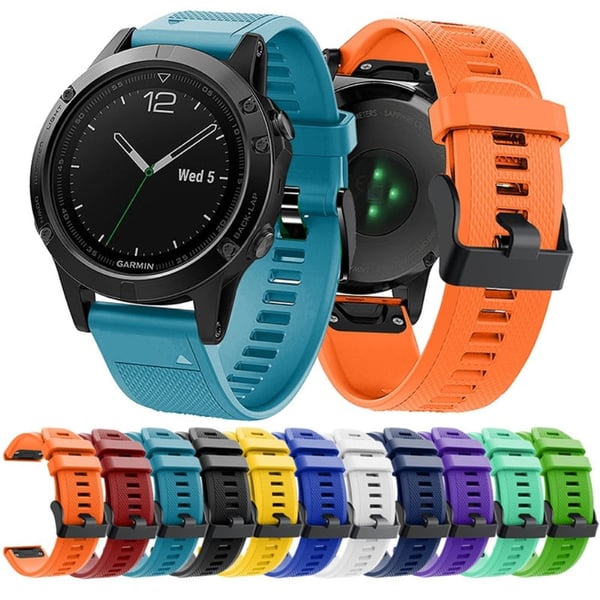 Garmin Fenix 7 justerbar silikonrem med svart spenne - Grønn