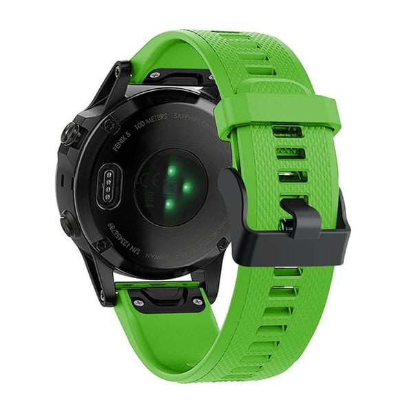 Garmin Fenix 7 justerbar silikonrem med svart spenne - Mørkegrønn