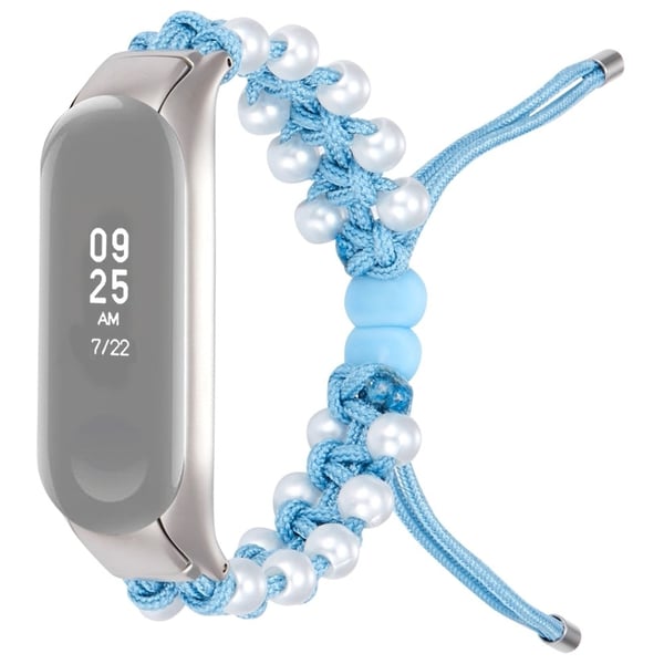 Xiaomi Mi Smart Band 6 / 5 stilig perle dekor snøring design klokkerem - Blå