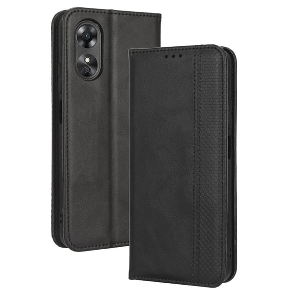 Bofink Vintage Oppo A17 Nahkakotelo - Musta