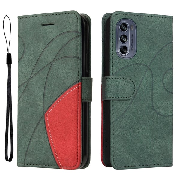 Teksturert læretui med stropp for Motorola Moto G62 5G - Grønn