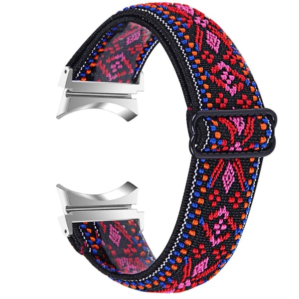 Elastisk klokkerem med kult mønster til Samsung Galaxy Watch 4 - Rød Tribal Blomstermønster
