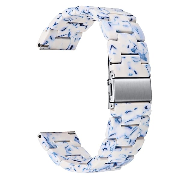 22 mm stilfuld urrem i resin til Fossil-ur - Blå / Hvid