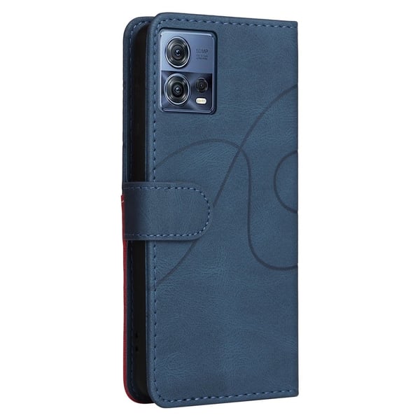 Teksturoitu nahkakotelo hihnalla Motorola Edge 30 Fusion / Motorola Moto S30 Pro - Sininen