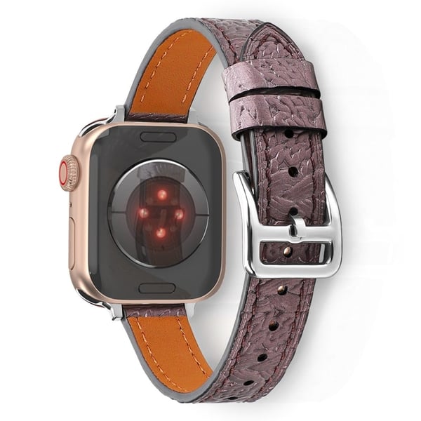 Apple Watch (45 mm) klokkerem i ekte vevd skinn - Lilla